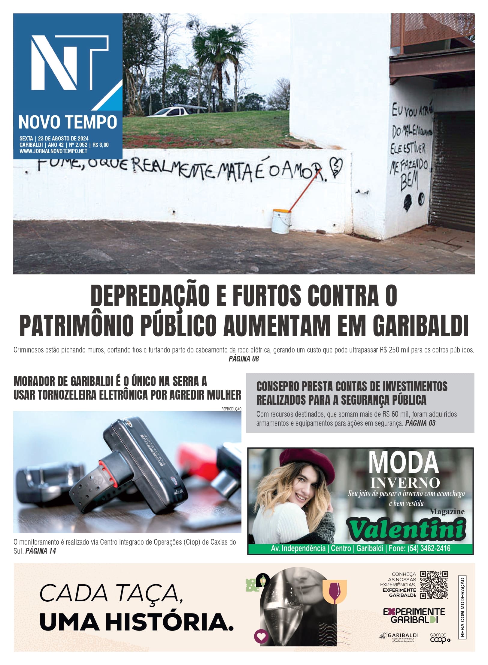 Edição Nº2.052 - Depredação e furtos contra o patrimônio público aumentam em Garibaldi
