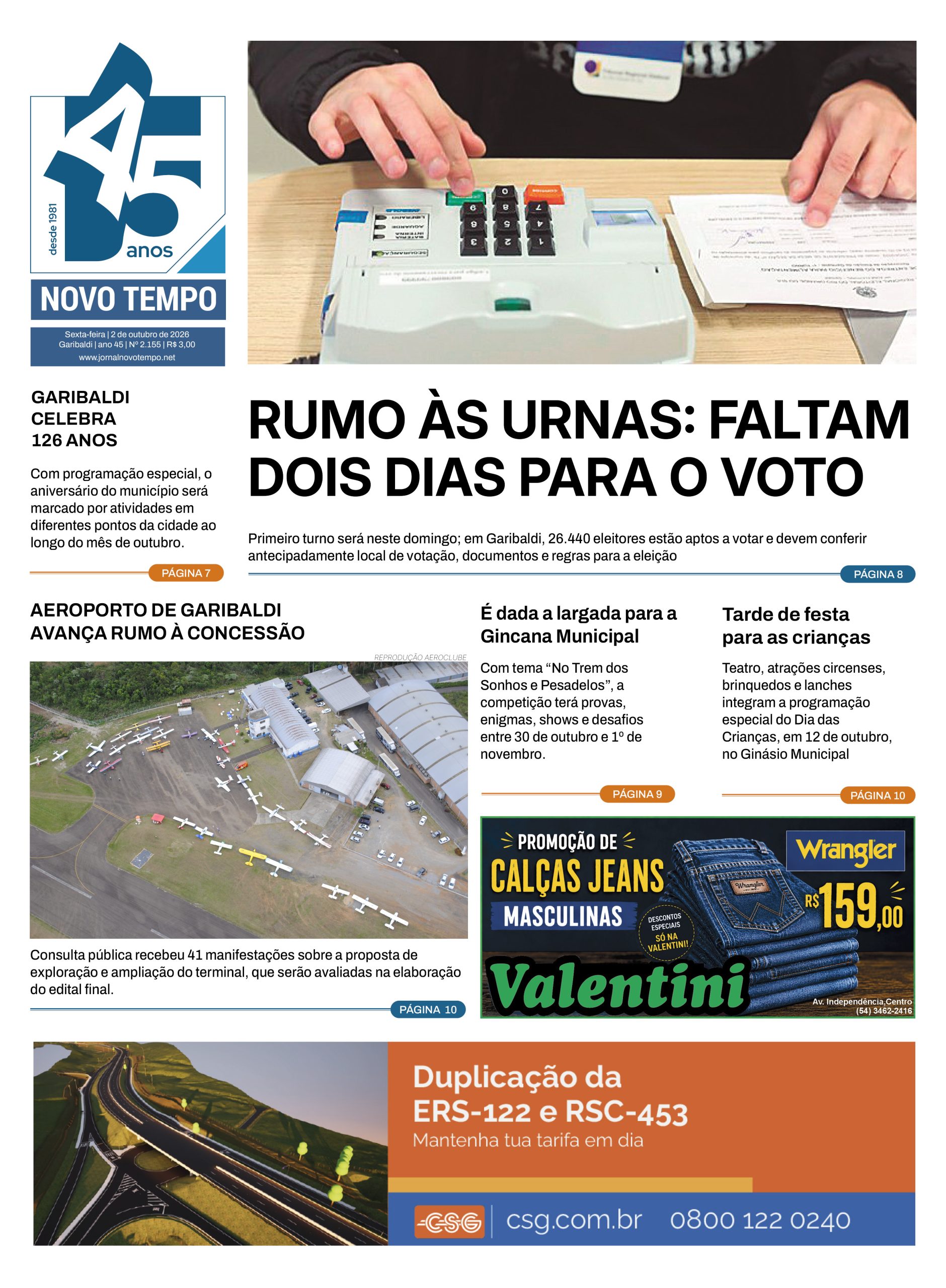EDIÇÃO Nº2155 -RUMO ÀS URNAS: FALTAM DOIS DIAS PARA O VOTO