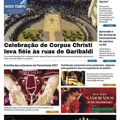 EDIÇÃO Nº2137 – Celebração de Corpus Christi leva fiéis às ruas de Garibaldi