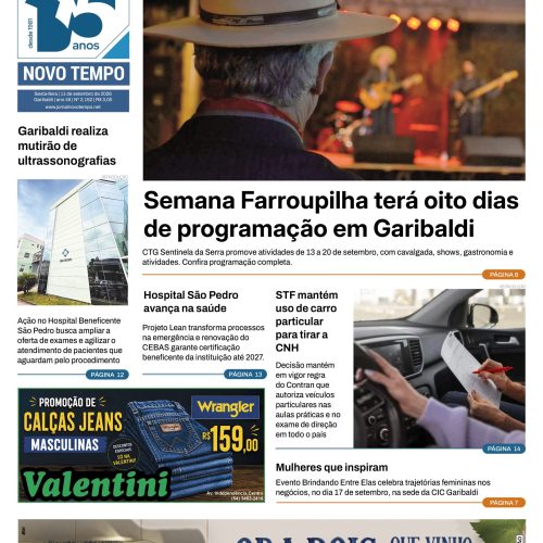 EDIÇÃO Nº2152 -Semana Farroupilha terá oito dias de programação em Garibaldi