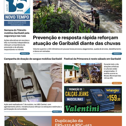 EDIÇÃO Nº2154 – Prevenção e resposta rápida reforçam atuação de Garibaldi diante das chuvas