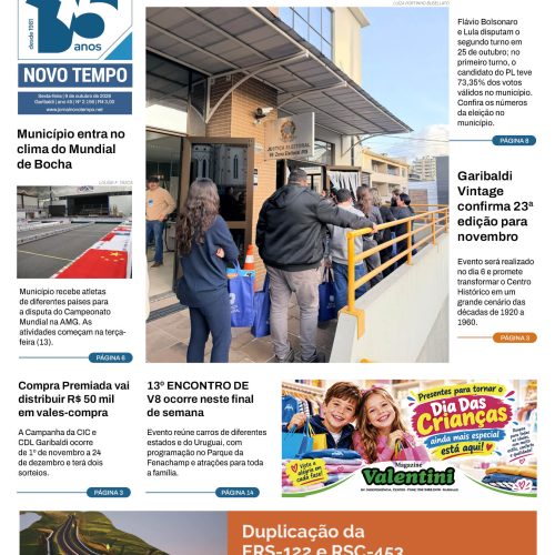 EDIÇÃO Nº2156 – GARIBALDI VOLTA ÀS URNAS PARA DECIDIR PRESIDENTE